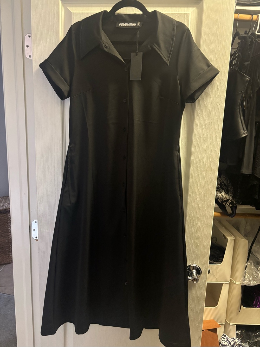 Foxblood Merlina Black Button-Front Shirt Dress - Women size small - Picture 7 of 12